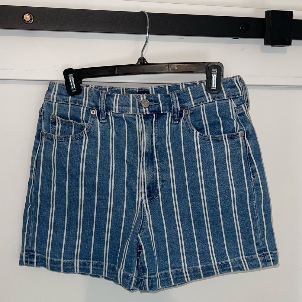 GAP Blue Striped Jean Shorts